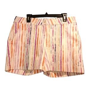 ISAAC MIZRAHI Water Color Stripe Tailored Shorts. 12